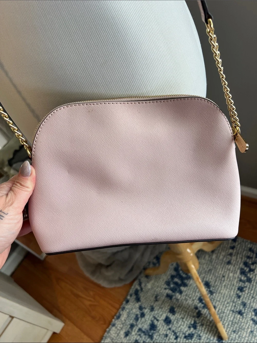 Michael Kors Blush Pink Crossbody with Gold Chain Accents